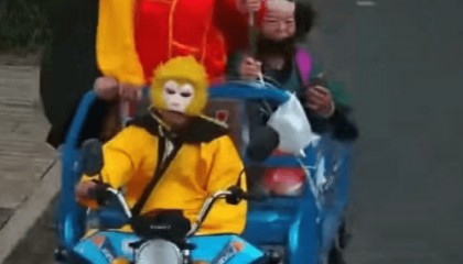 把交警整不会了，浙江绍兴晚高峰街头撞见西游师徒四人骑着“铁马”赶路，沙僧还吐槽：大师兄戴金箍咋戴头盔？交警依法对其进行处罚