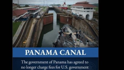 美国单方面宣布：美国政府船只现在可以免费通过巴拿马运河
